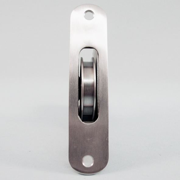 THD240/SCP • Satin Chrome • Radiused • Sash Pulley With Steel Body and 50mm [2] Brass Pulley